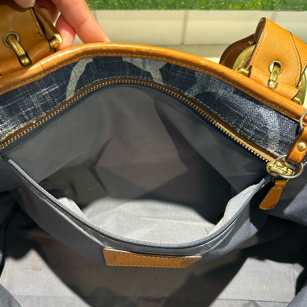 Coach Denim Signature Monogram Satchel Leather Shoulder Bag + Original Dust Bag - Picture 4 of 14